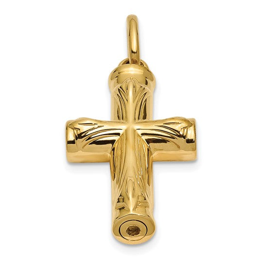 Sentimental Expressions 14KT Yellow Gold Cross Ash Holder Pendant
