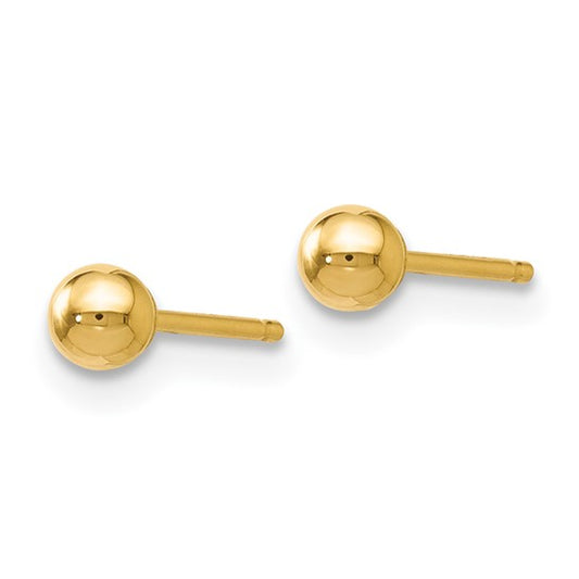 14KT Yellow Gold Polished 3mm Ball Post Earrings
