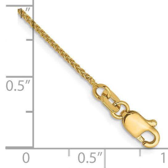 14KT Yellow Gold 1.0mm Spiga Chain Anklet