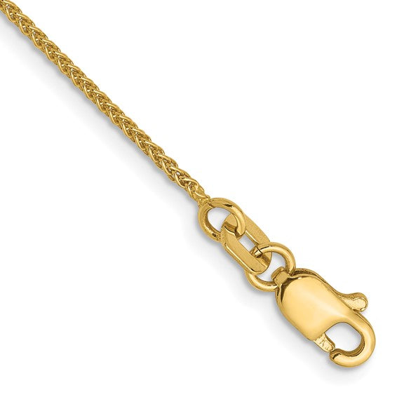 14KT Yellow Gold 1.0mm Spiga Chain Anklet