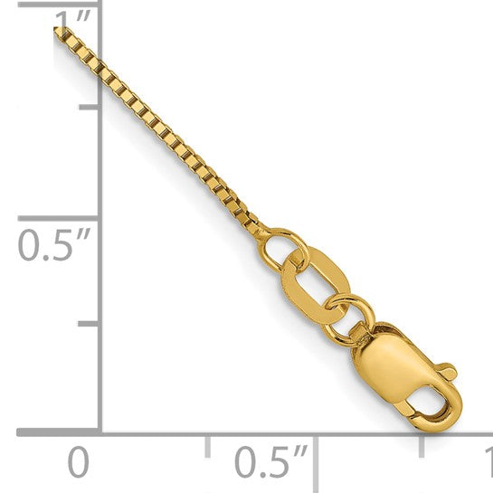 14KT Yellow Gold .7mm Box with Lobster Clasp Chain Anklet
