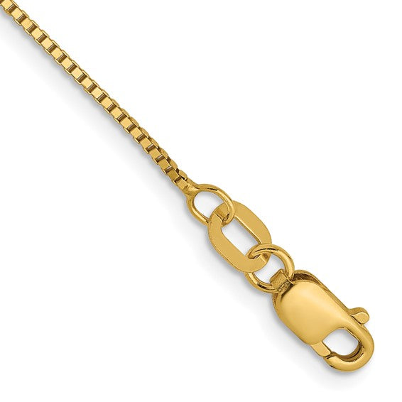 14KT Yellow Gold .7mm Box with Lobster Clasp Chain Anklet