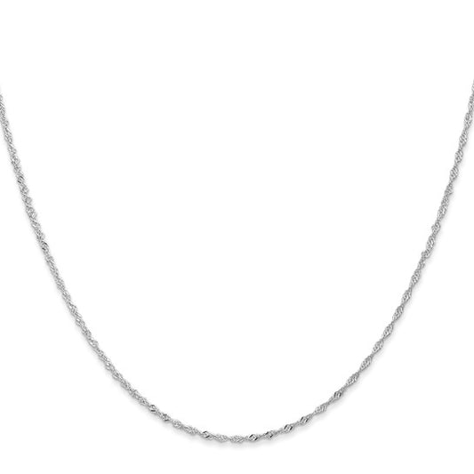 14kt White Gold 1mm Singapore with Lobster Clasp Chain