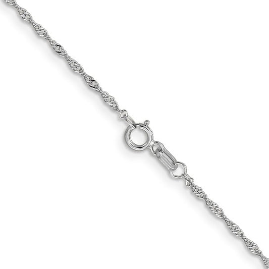 14kt White Gold 1mm Singapore with Lobster Clasp Chain