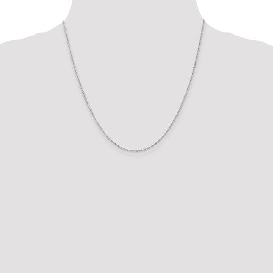 14kt White Gold 1mm Singapore with Lobster Clasp Chain