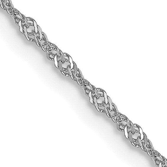 14kt White Gold 1mm Singapore with Lobster Clasp Chain