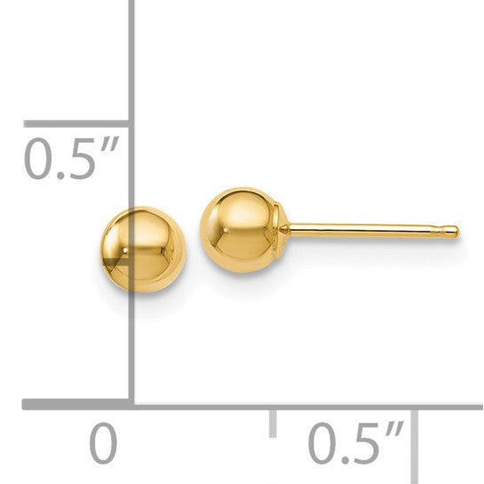 14KT Yellow Gold Polished 4mm Ball Post Earrings