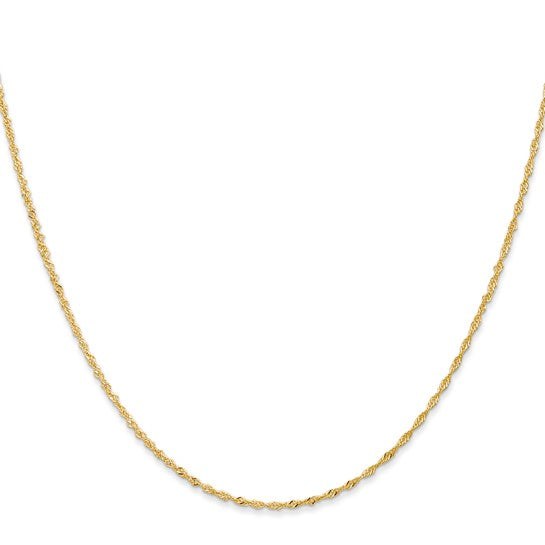 14KT Yellow Gold 1mm Singapore with Lobster Clasp Chain