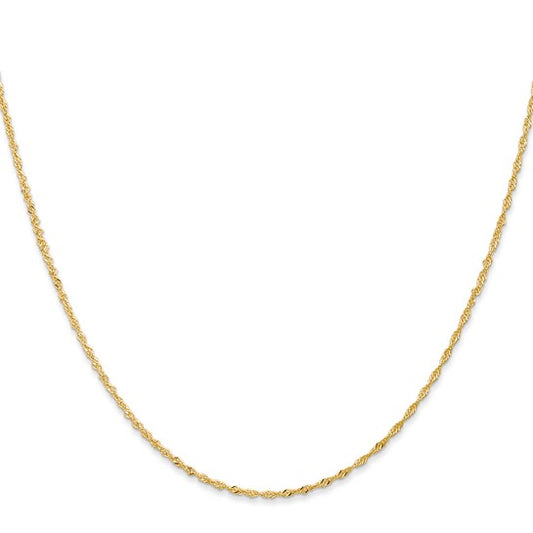 14KT Yellow Gold 1mm Singapore with Lobster Clasp Chain