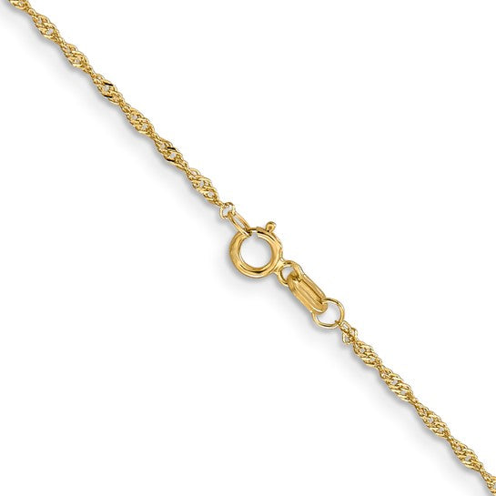 14KT Yellow Gold 1mm Singapore with Lobster Clasp Chain