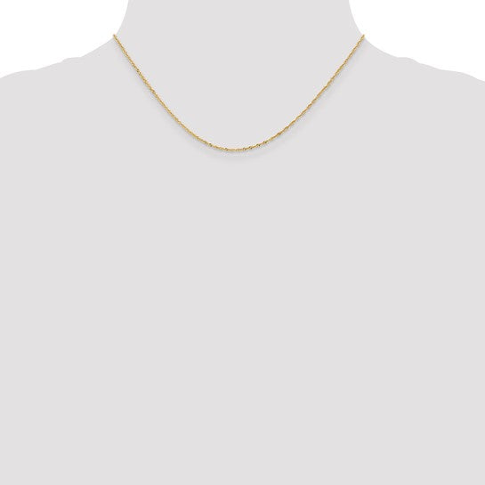 14KT Yellow Gold 1mm Singapore with Lobster Clasp Chain