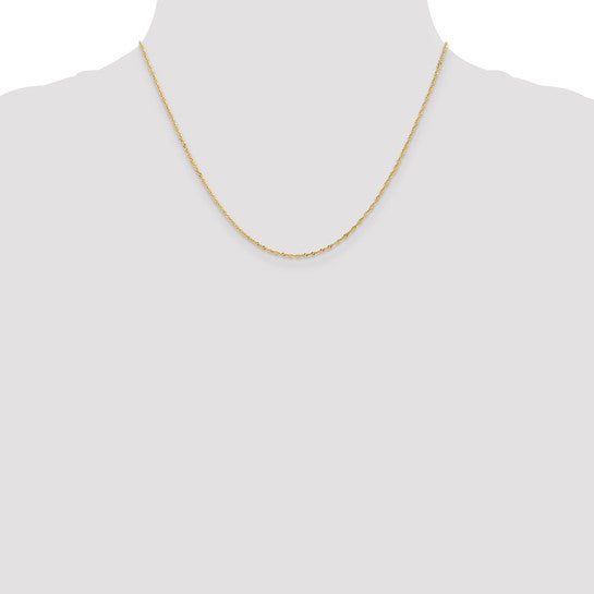 14KT Yellow Gold 1mm Singapore with Lobster Clasp Chain