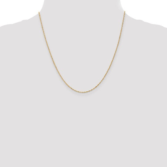 14KT Yellow Gold 1mm Singapore with Lobster Clasp Chain