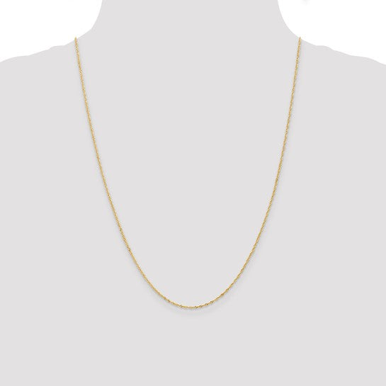 14KT Yellow Gold 1mm Singapore with Lobster Clasp Chain