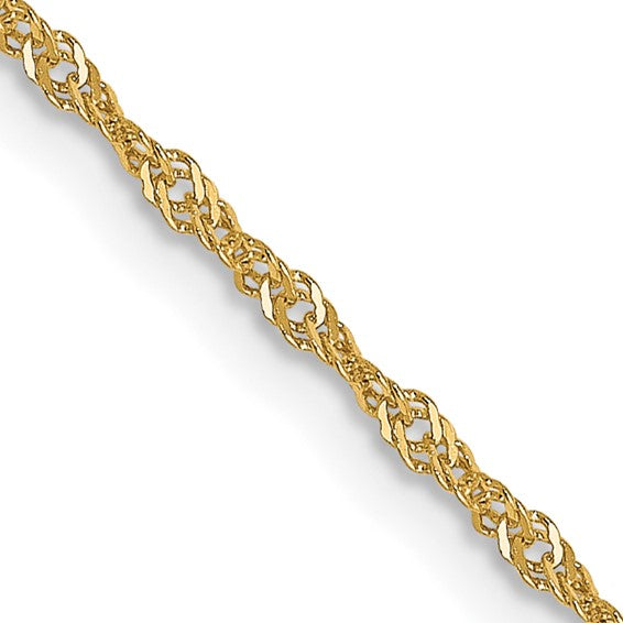 14KT Yellow Gold 1mm Singapore with Lobster Clasp Chain