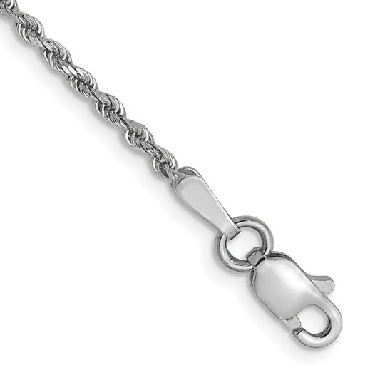 14KT White Gold 1.5mm Diamond-Cut Rope Chain Anklet