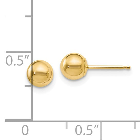 14KT Yellow Gold Polished 5mm Ball Post Earrings