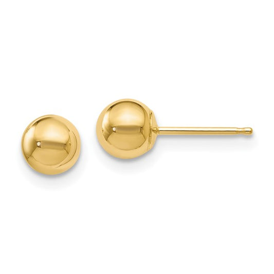 14KT Yellow Gold Polished 5mm Ball Post Earrings