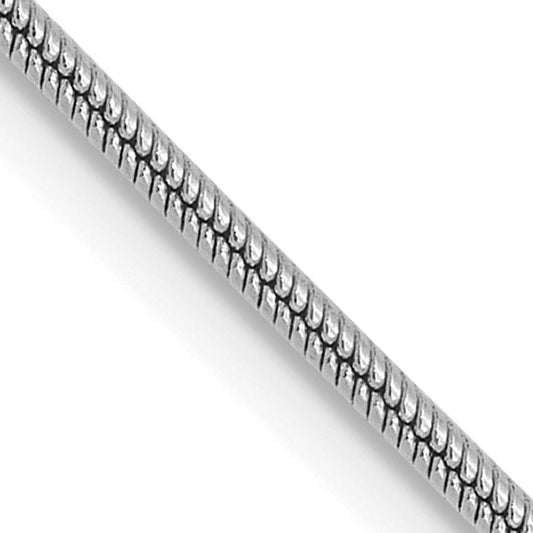14KT White Gold 1mm Round Snake Chain