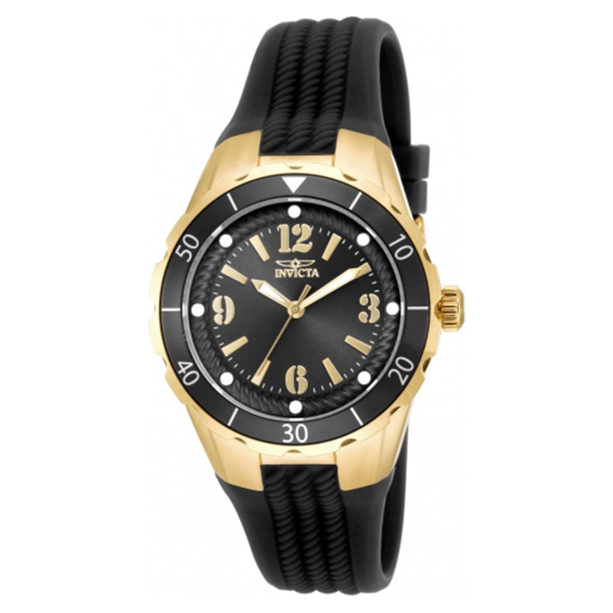 Invicta Women's 17486 Angel Quartz 3 Hand Black Dial Watch