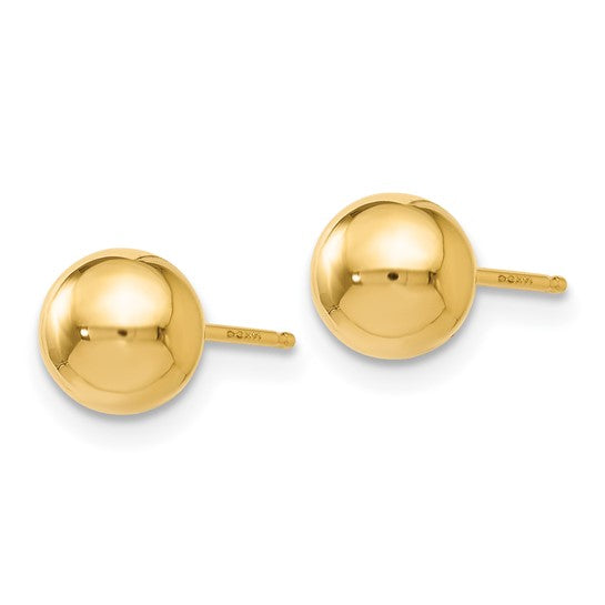 14kt Yellow Gold Polished 6mm Ball Post Earrings