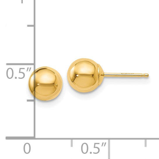 14kt Yellow Gold Polished 6mm Ball Post Earrings