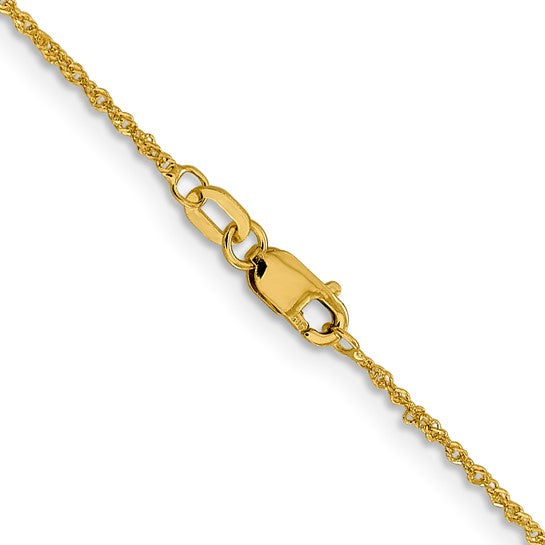 14KT Yellow Gold 1mm Sparkle Singapore Chain