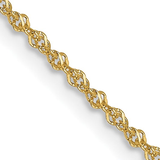 14KT Yellow Gold 1mm Sparkle Singapore Chain
