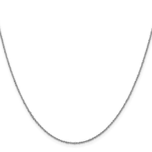 14KT White Gold 1.3mm Sparkle Singapore Chain