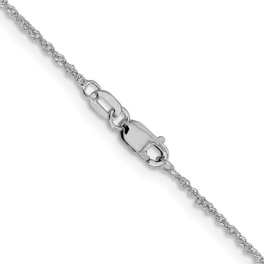14kt White Gold 1mm Sparkle Singapore Chain