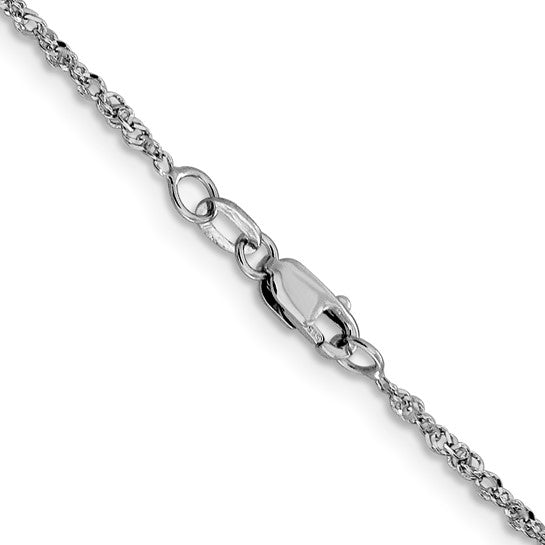 14KT White Gold 1.6mm Sparkle Singapore Chain