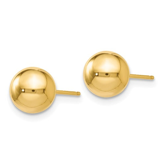14KT Yellow Gold Polished 7mm Ball Post Earrings