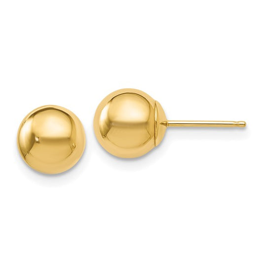 14KT Yellow Gold Polished 7mm Ball Post Earrings