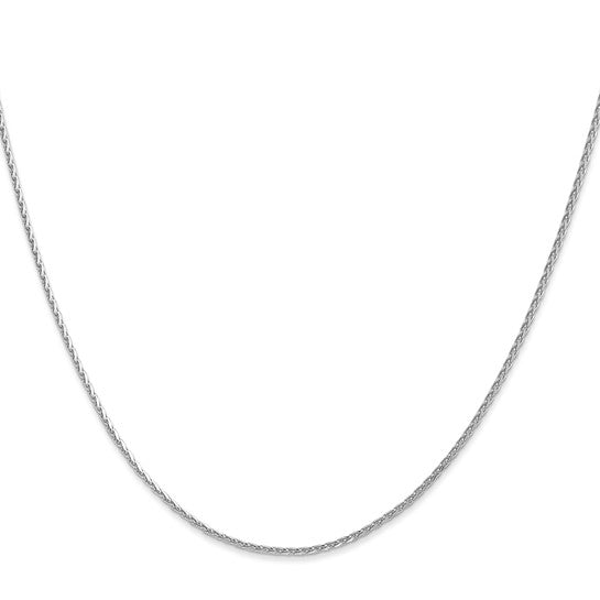 14KT White Gold 1.3mm D/C Wheat Chain