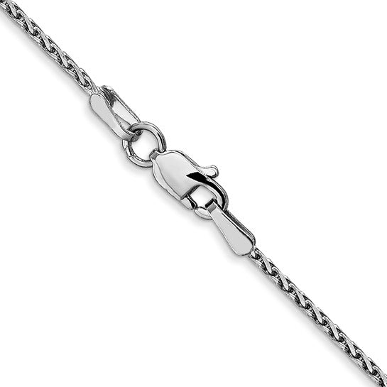 14KT White Gold 1.3mm D/C Wheat Chain