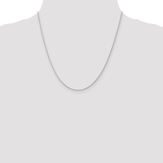 14KT White Gold 1.3mm D/C Wheat Chain