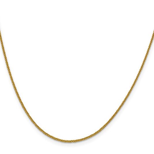 14KT Yellow Gold 1mm D/C Quadra Wheat Chain