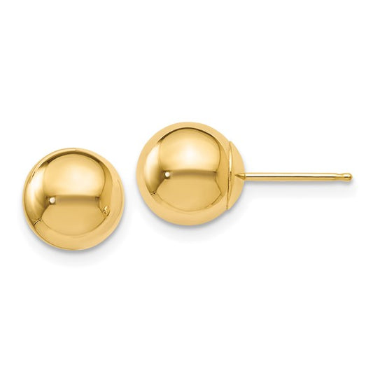 14kt Yellow Gold Polished 8mm Ball Post Earrings