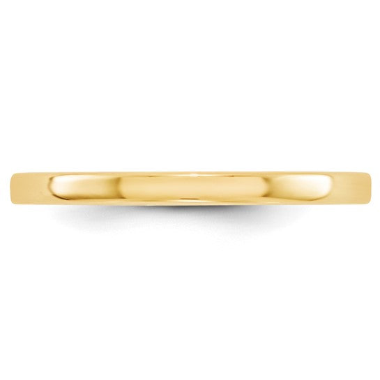 10kt Yellow Gold 2mm Lightweight Flat Wedding Band Size 12