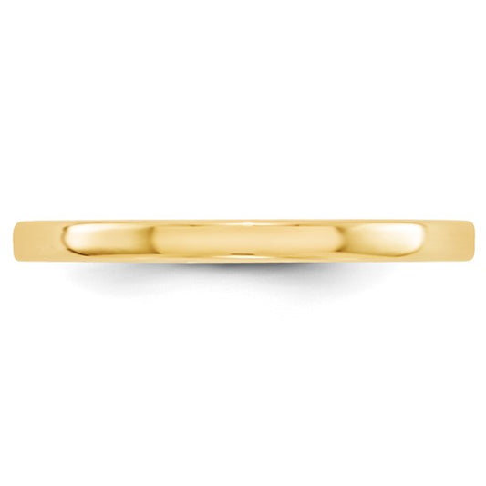 10kt Yellow Gold 2mm Lightweight Flat Wedding Band Size 7