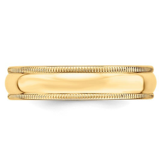 10kt Yellow Gold 5mm Lightweight Milgrain Half Round Wedding Band Size 10.5