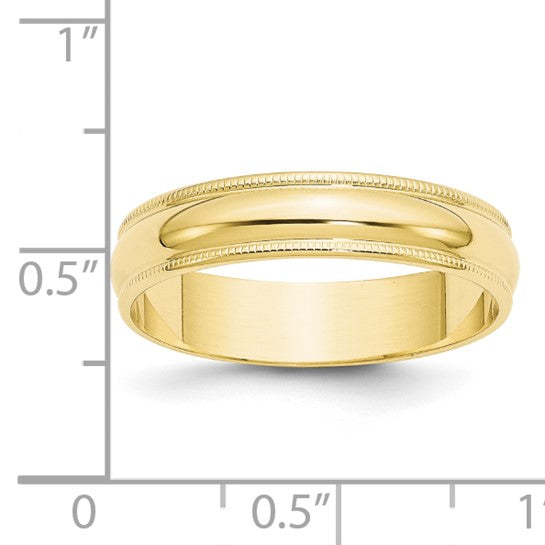 10kt Yellow Gold 5mm Lightweight Milgrain Half Round Wedding Band Size 11.5