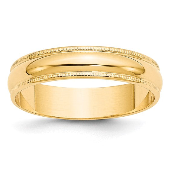 10kt Yellow Gold 5mm Lightweight Milgrain Half Round Wedding Band Size 10.5