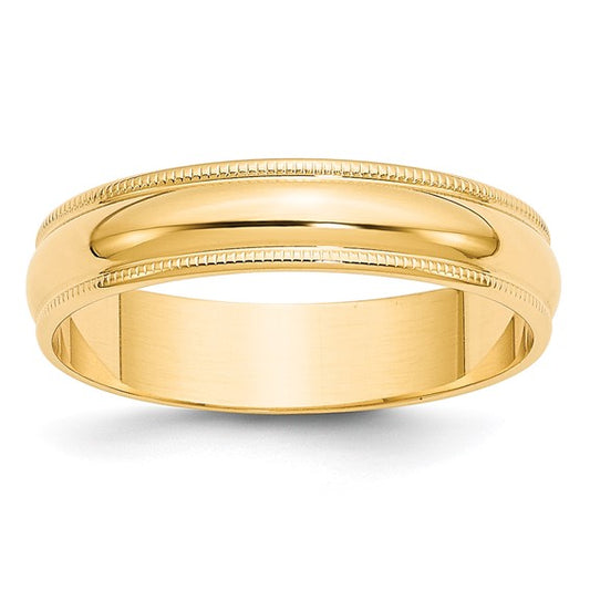 10kt Yellow Gold 5mm Lightweight Milgrain Half Round Wedding Band Size 10.5