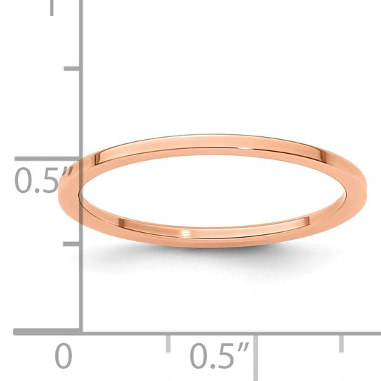 10KT Rose Gold 1.2mm Flat Polished Stackable Band Size 10