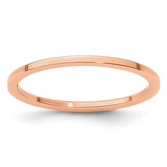 10KT Rose Gold 1.2mm Flat Polished Stackable Band Size 10