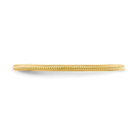 10KT Yellow Gold 1.2mm Milgrain Stackable Band Size 7.5