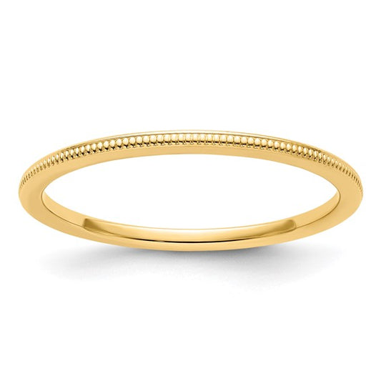 10KT Yellow Gold 1.2mm Milgrain Stackable Band Size 7