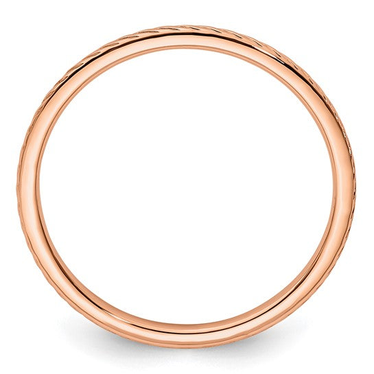 10KT Rose Gold 1.2mm Twisted Wire Pattern Stackable Band Size 6