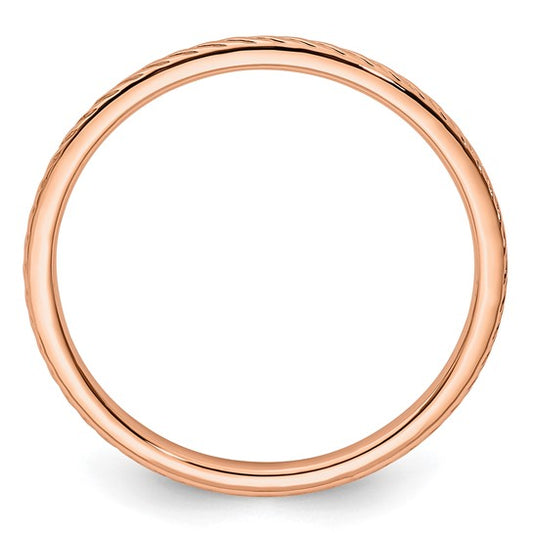 10KT Rose Gold 1.2mm Twisted Wire Pattern Stackable Band Size 6.5
